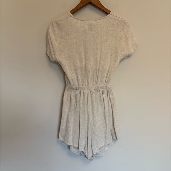 Princess Polly Ragnar Tie Front Linen Blend Coastal Boho Romper size 8 - Picture 4 of 7